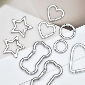 Metal spring snap hook keychains DIY craft accessories assortment set shapes bulk