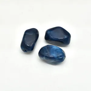 Dark blue irregular marbled acrylic beads for DIY handmade jewelry, bracelets and phone chains.