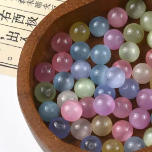 Colorful macaron cat eye glass loose beads for DIY handmade bracelets necklaces jewelry making.