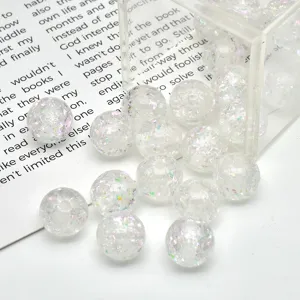 Transparent opal resin beads with sparkling glitter for DIY bracelets, phone charms, and jewelry.