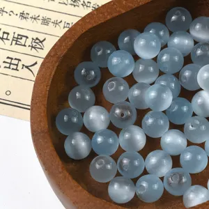 Blue cat's eye glass loose beads for DIY bracelets and necklaces jewelry making accessories