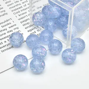 Light blue holographic glitter opal resin round beads for DIY jewelry making and phone charms.