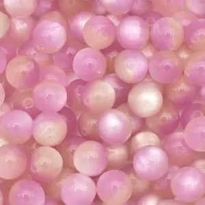 Resin cat eye beads pink round loose beads for DIY handmade jewelry bracelets phone charms