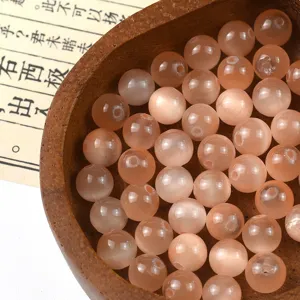 Pink cat eye glass loose beads for DIY handmade bracelets necklaces jewelry making accessories