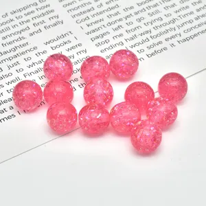 Pink glitter opal resin round beads detail for DIY bracelets, phone charms, and jewelry.