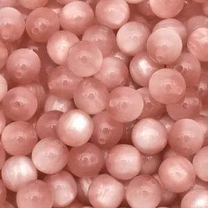 Pink resin cat eye beads 8-16mm round loose beads for DIY handmade jewelry bracelets crafting.