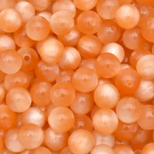 Orange resin cat-eye beads loose round beads for DIY handmade jewelry bracelets crafting.