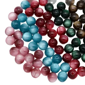 Colorful resin cat eye beads for DIY jewelry making, handmade bracelets, and accessories.