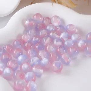 Pink purple resin glitter round beads loose beads DIY handmade jewelry bracelet detail