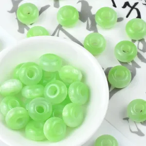 Green resin abacus beads large hole wheel beads DIY jewelry accessories for bracelet