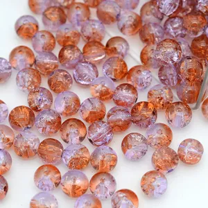 Perles en verre craquelé colorées pour la fabrication de bijoux artisanaux colliers.