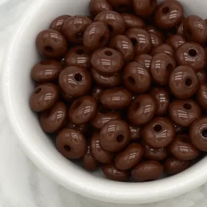 Dark brown abacus acrylic beads detail shot, perfect for DIY bracelets and necklaces making.