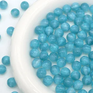 Blue glitter resin round beads starry mermaid loose beads for DIY handmade jewelry bracelets crafting.