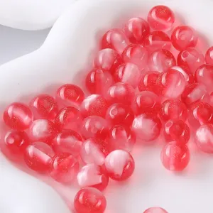 Red glitter resin round loose beads for DIY handmade jewelry bracelets phone chain accessories