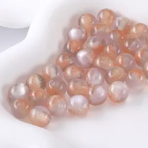 Resin glitter round beads detail shot, sparkling galaxy loose beads for DIY handmade jewelry accessories.