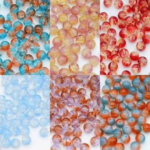 Perles en Verre Craquelé Perles en Cristal de Glace Fendue en Vrac pour Fabrication de Bijoux DIY Bracelet Collier Loisirs