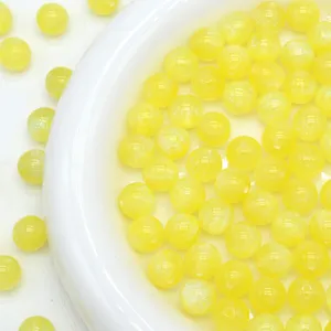 Yellow starry mermaid resin round loose beads for DIY bracelet jewelry making, 1 piece