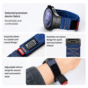 Bracelet de Montre en Toile Avec Velcro Bracelet de Rechange Sport Pour Smartwatch Bracelet Tissé Respirant Accessoires