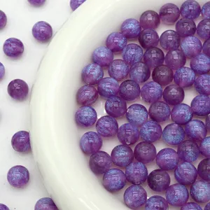 Purple starry mermaid resin round beads detail shot, perfect for DIY jewelry projects.
