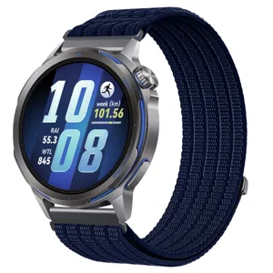 Detailed view of the breathable woven nylon loop watch strap, showing fine texture and secure clasp.