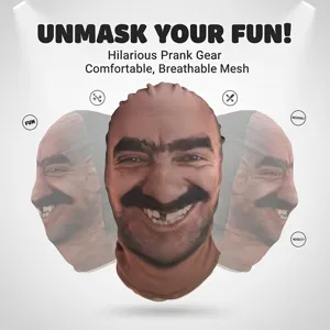 Funny prank mesh head cover full face mask, breathable hilarious meme mask for party.