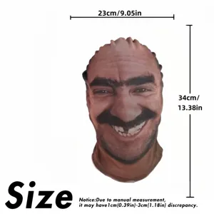 Detail view of the funny prank mesh face mask showing width and height dimensions clearly.