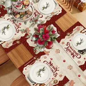 Christmas linen placemat table runner set holiday kitchen dining room table decor