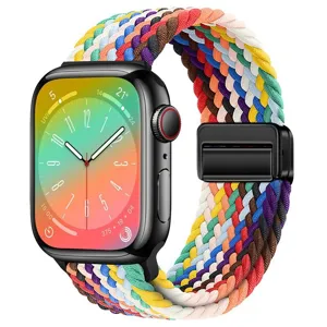 Kleurrijke gevlochten nylon horlogeband met magneetsluiting, vervangend band accessoire.