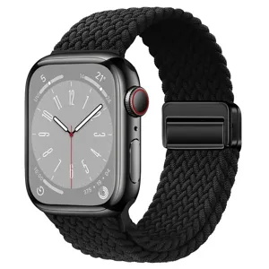 Vervangende nylon gevlochten magnetische band voor smartwatch compatibel met Apple Watch zwart