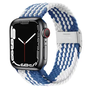 Bracelet de montre en nylon tressé de rechange compatible avec Apple Watch, confortable.