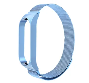 Cinturino di ricambio Milanese in acciaio inossidabile blu con cornice per smartwatch