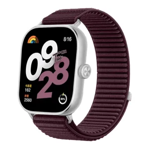 Replacement woven nylon loop band for smartwatch, breathable sport strap with secure metal buckle.