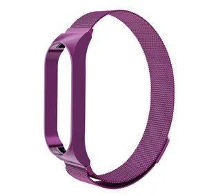 Cinturino di ricambio per smartwatch magnetico in acciaio inossidabile milanese viola.