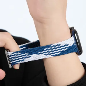 Correa de reloj trenzada de nailon compatible con Apple Watch, correa de repuesto elástica.