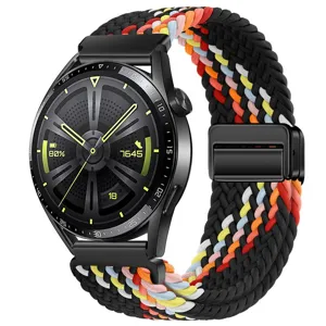 Nylon gevlochten vervangend horlogebandje met magnetische gesp voor smartwatch, kleurrijk.