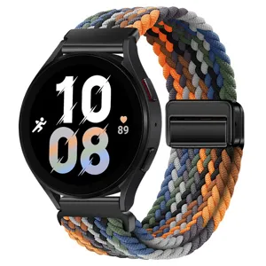 Vervangend nylon gevlochten horlogebandje met magnetische sluiting voor smartwatch, kleurrijk.