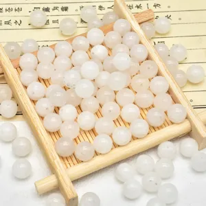 Perline sfuse in pietra di cristallo bianco per dettagli di braccialetti fai da te