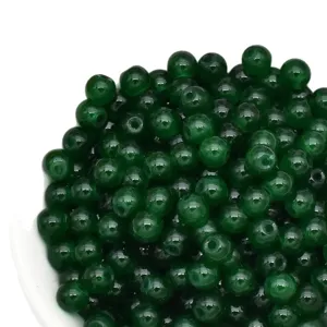 Dark green 4mm loose glass beads for handmade jewelry DIY bracelets and necklaces making supplies