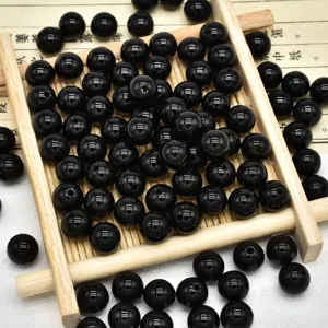 Perle rotonde in pietra preziosa nera naturale perline sfuse per braccialetti fai da te.