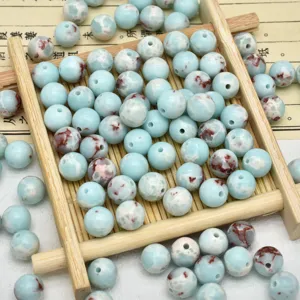 Perle sfuse tonde in pietra naturale azzurro agata fai da te braccialetto di pietre preziose