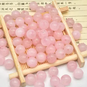 Perle di cristallo rosa naturale per braccialetti fatti a mano fai-da-te, distanziatori rotondi.