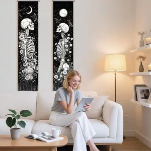 Halloween skeleton hanging tapestry gothic wall art decor for party home decoration