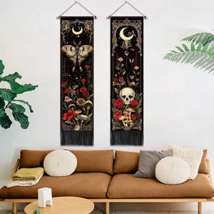 Tenture murale gothique lune papillon de nuit crâne pour salon chambre décoration