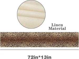 Cammino tavola stampa leopardo 72x13 pollici in materiale lino decorativo per pranzo.