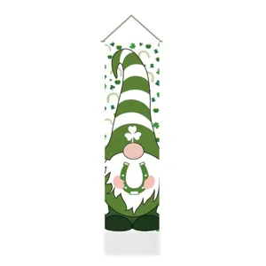 St. Patrick's Day Gnome hanging tapestry green shamrock banner holiday party wall decor.