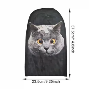 Divertente copricapo in tessuto con stampa gatto grigio maschera elastica accessorio