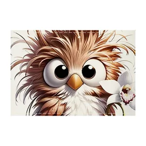 Cute cartoon owl linen placemat heat insulated table mat for kitchen dining room decor