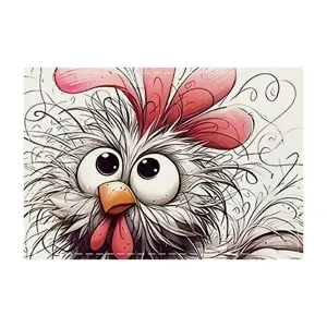 Cartoon chicken linen placemat abstract animal print heat insulation dining table mat decor