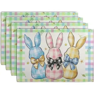 Paaseieren tafelmatten set van 4 linnen placemats hittebestendige tafeldecoratie