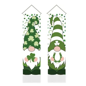 St. Patrick's Day gnome hanging banner set green shamrock holiday party decor flags